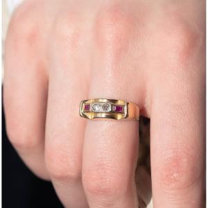 40s Mini Ponti Diamonds Tank Ring