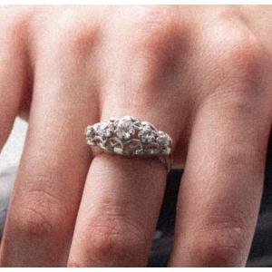 Garter Ring Platinum And Gold Old Diamonds 1 Carat Years 60