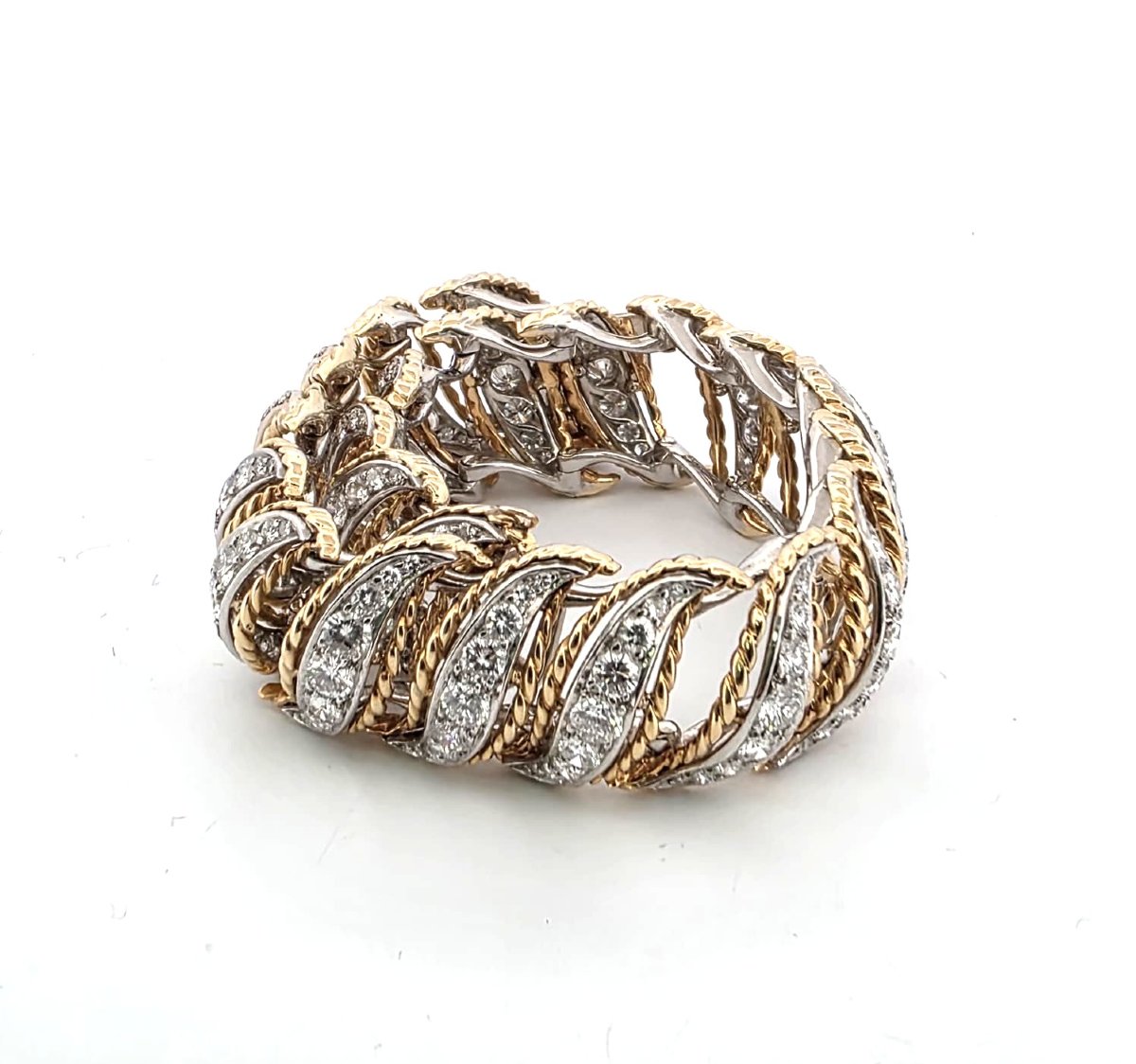 Bracciale anni 40' - 50' in platino e oro con diamanti-photo-2