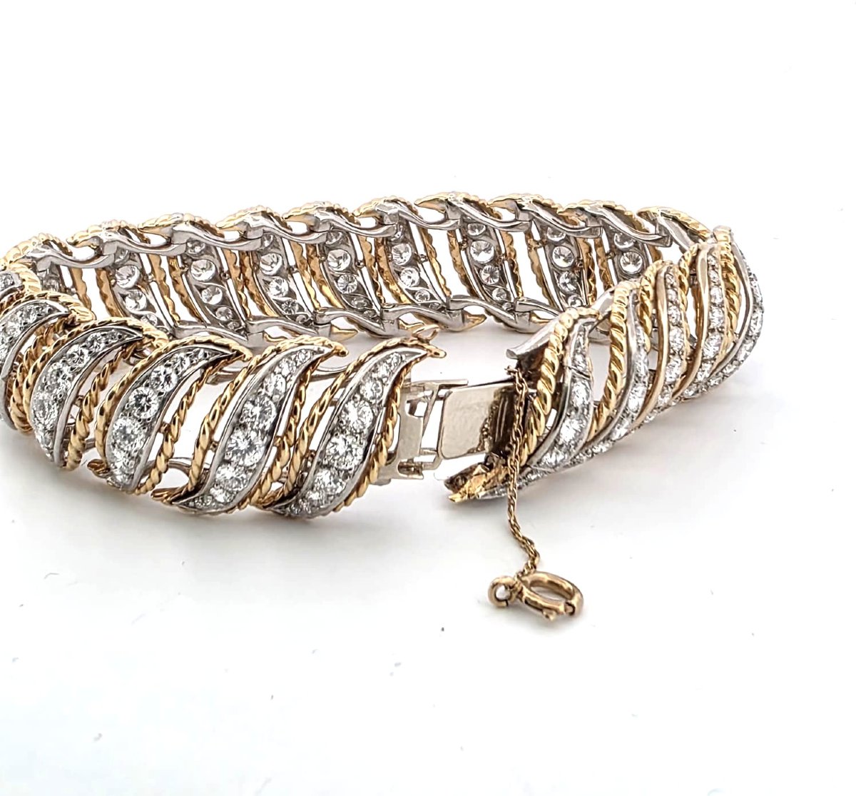 Bracciale anni 40' - 50' in platino e oro con diamanti-photo-3