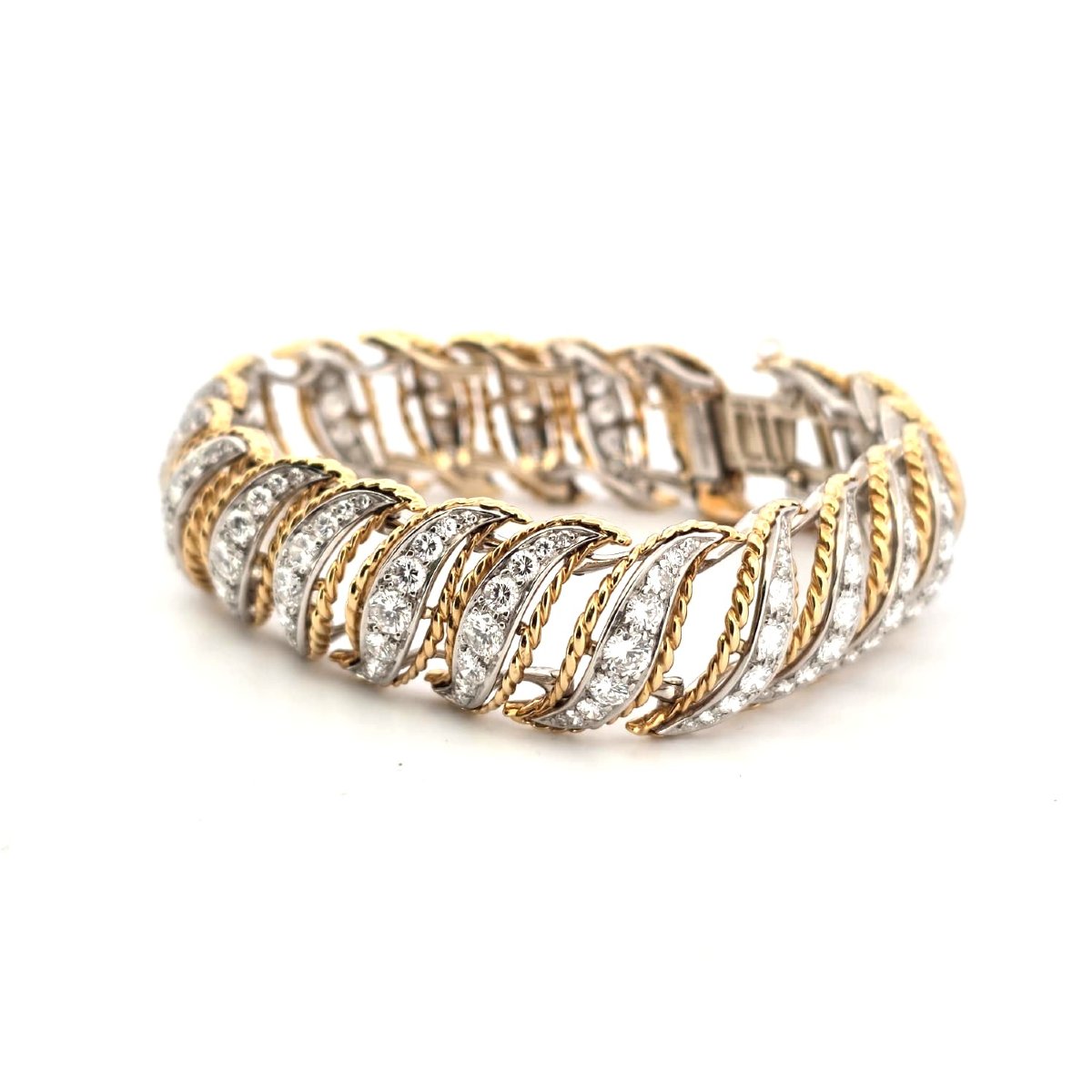 Bracciale anni 40' - 50' in platino e oro con diamanti-photo-4