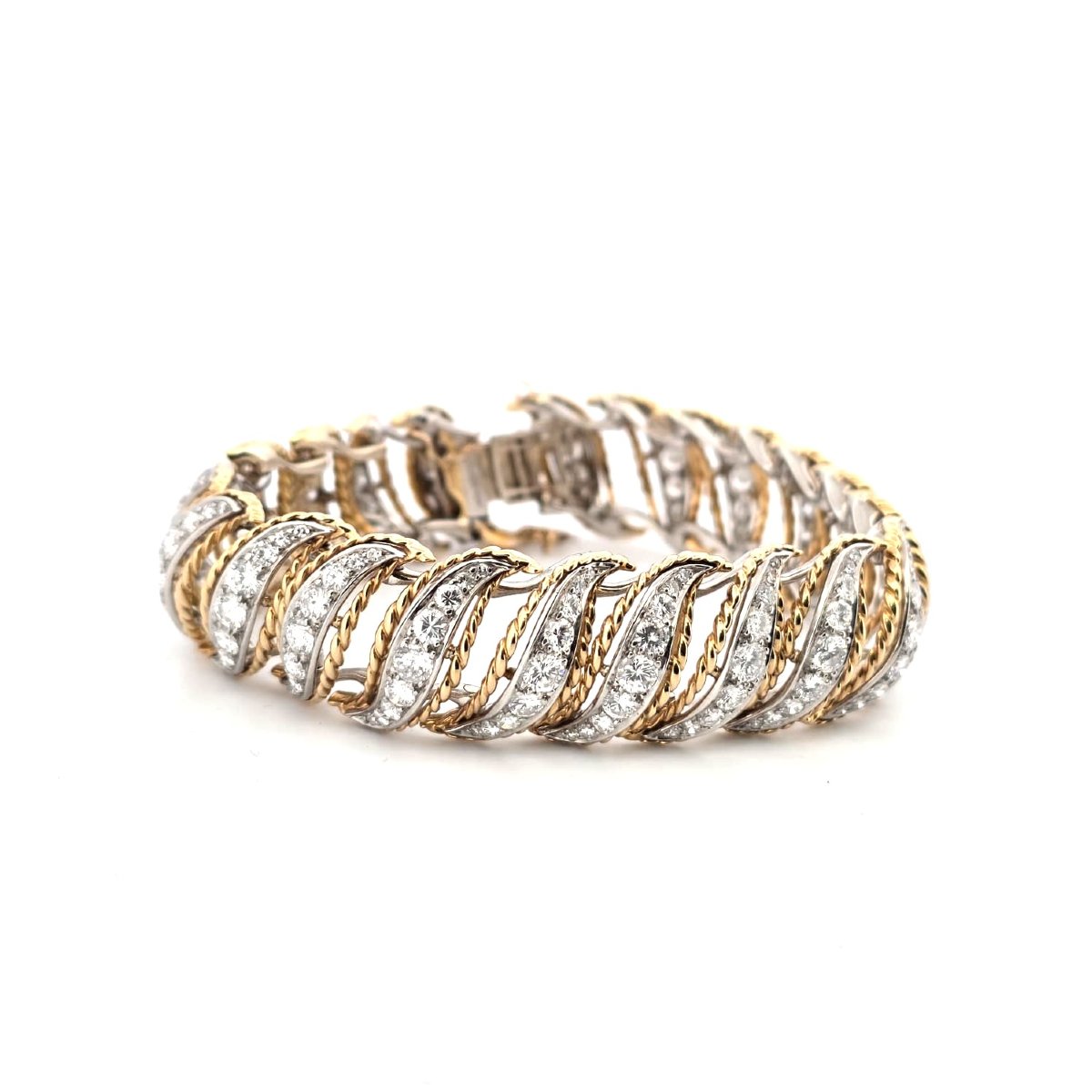 Bracciale anni 40' - 50' in platino e oro con diamanti-photo-5