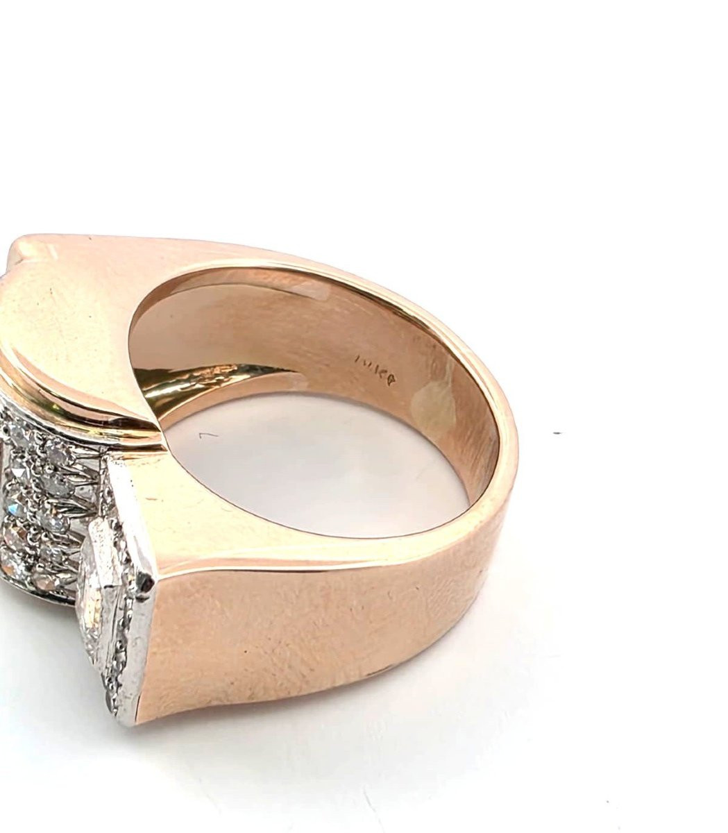 Anello vintage in oro rosa 18kt con diamanti importanti-photo-2