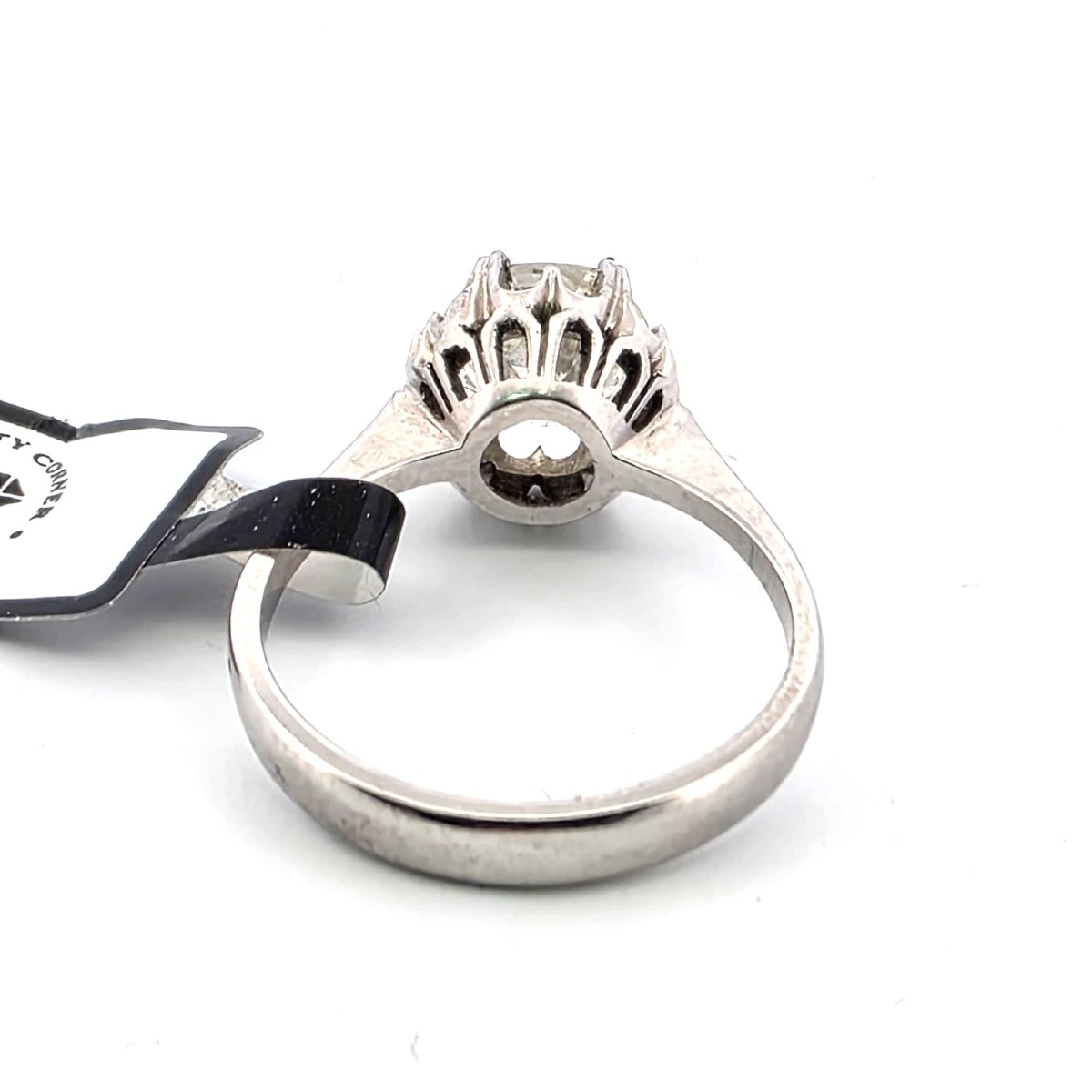 Anello solitario vintage in oro bianco con diamante importante-photo-3