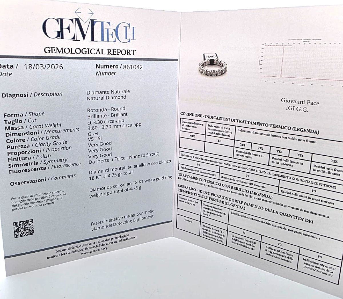 Anello veretta a giro completo in oro bianco 18kt con diamanti-photo-1