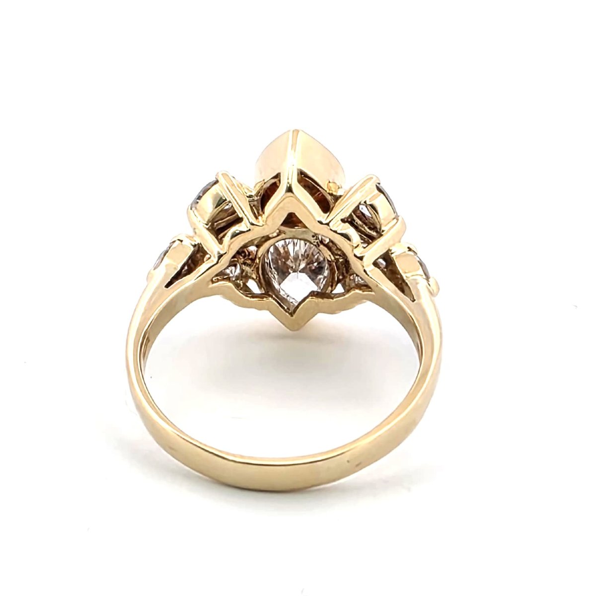 Anello in oro giallo 18kt con diamanti taglio goccia alta qualità-photo-3