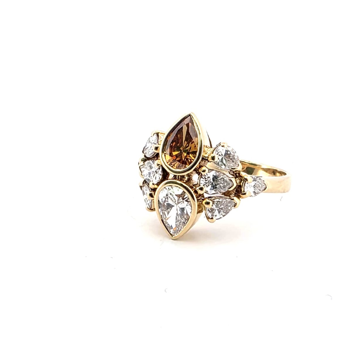 Anello in oro giallo 18kt con diamanti taglio goccia alta qualità-photo-6