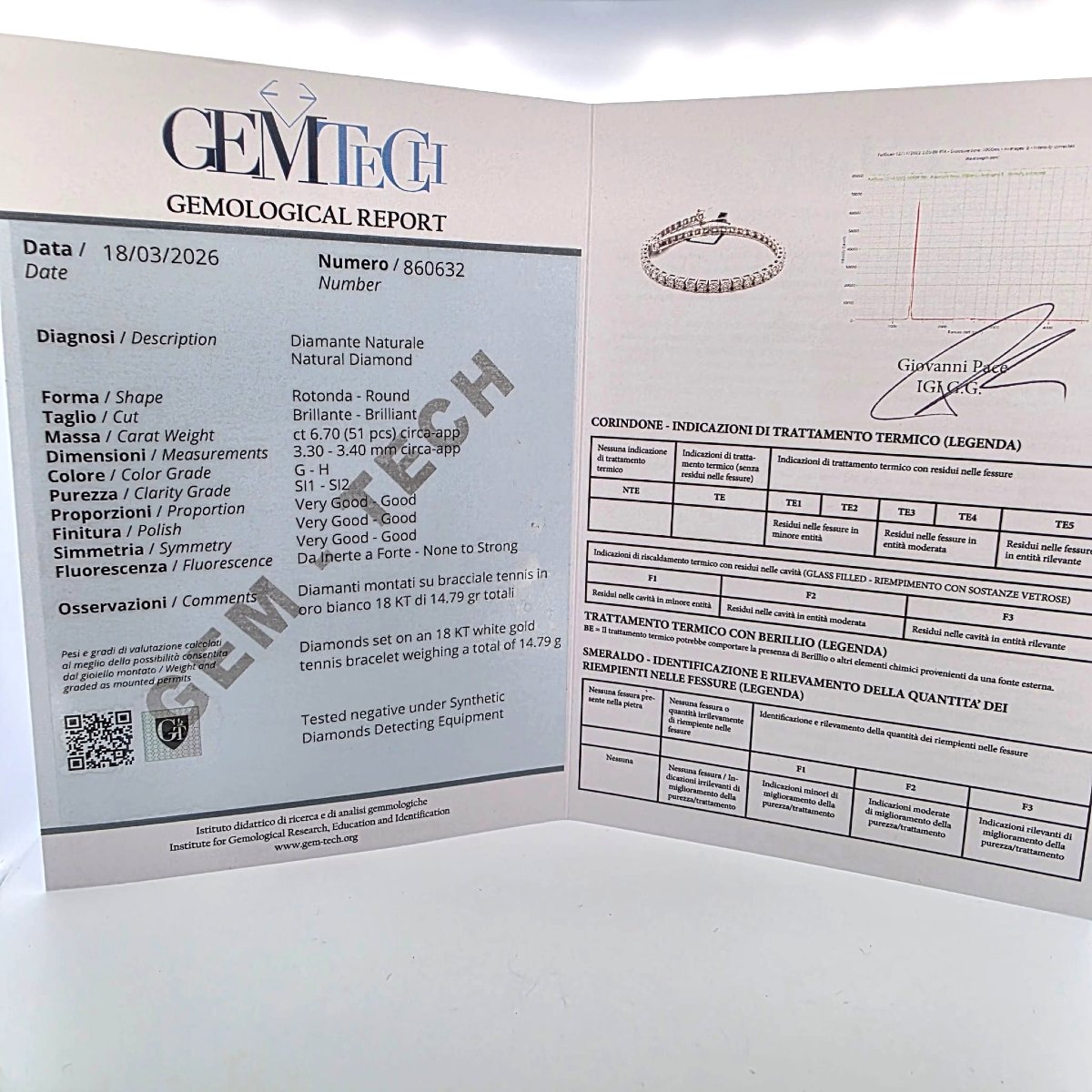 Bracciale tennis in oro bianco 18kt con diamanti di alta qualità Peso Gr 14,79 Diamanti taglio -photo-4