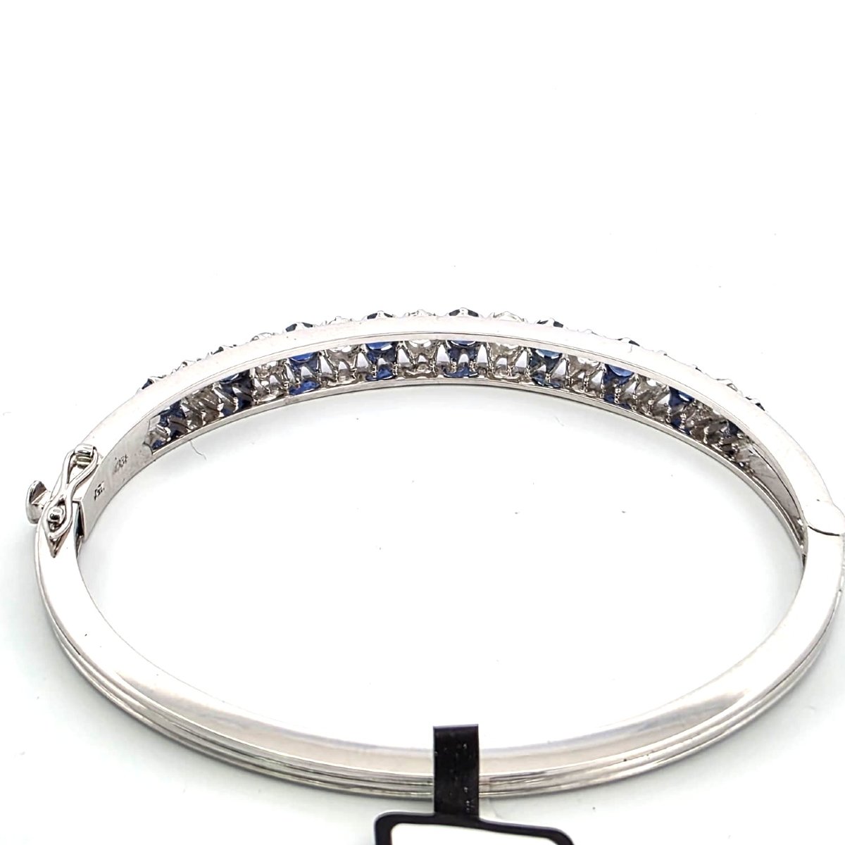 Bracciale rigido in oro bianco 18kt con zaffiri e diamanti-photo-2