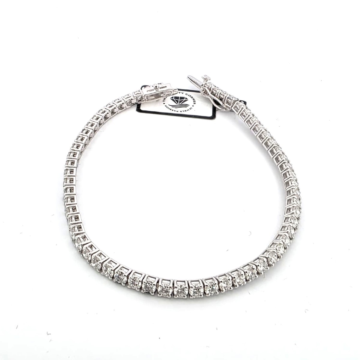 Bracciale tennis in oro bianco 18kt con diamanti di alta qualità-photo-2