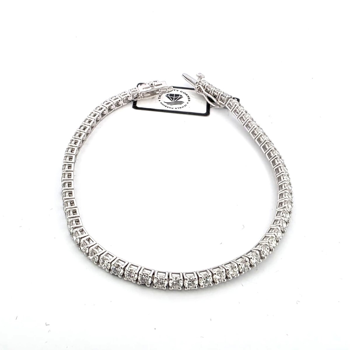 Bracciale tennis in oro bianco 18kt con diamanti di alta qualità-photo-4
