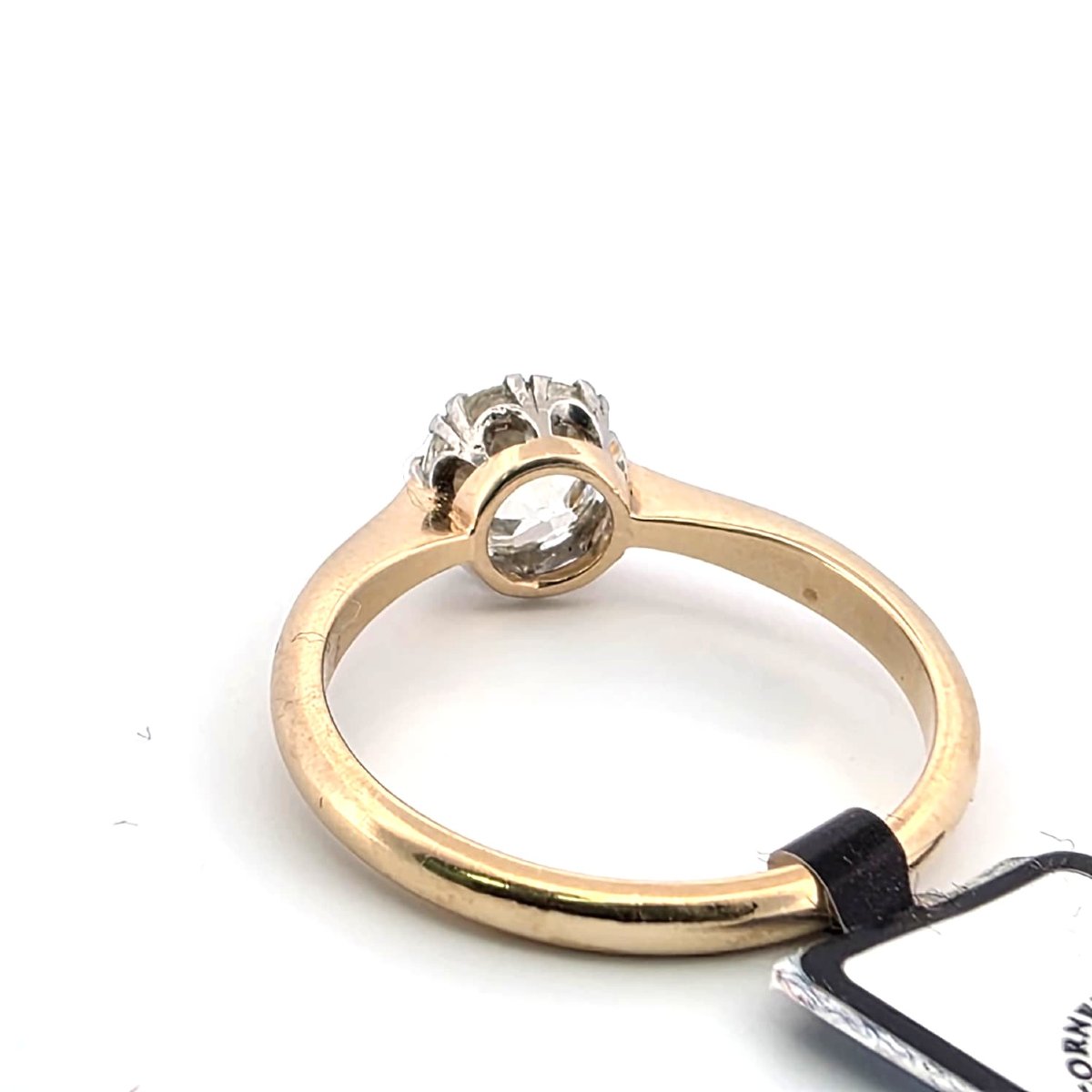 Anello in oro giallo 18kt e platino con diamante old mine modello solitario-photo-1