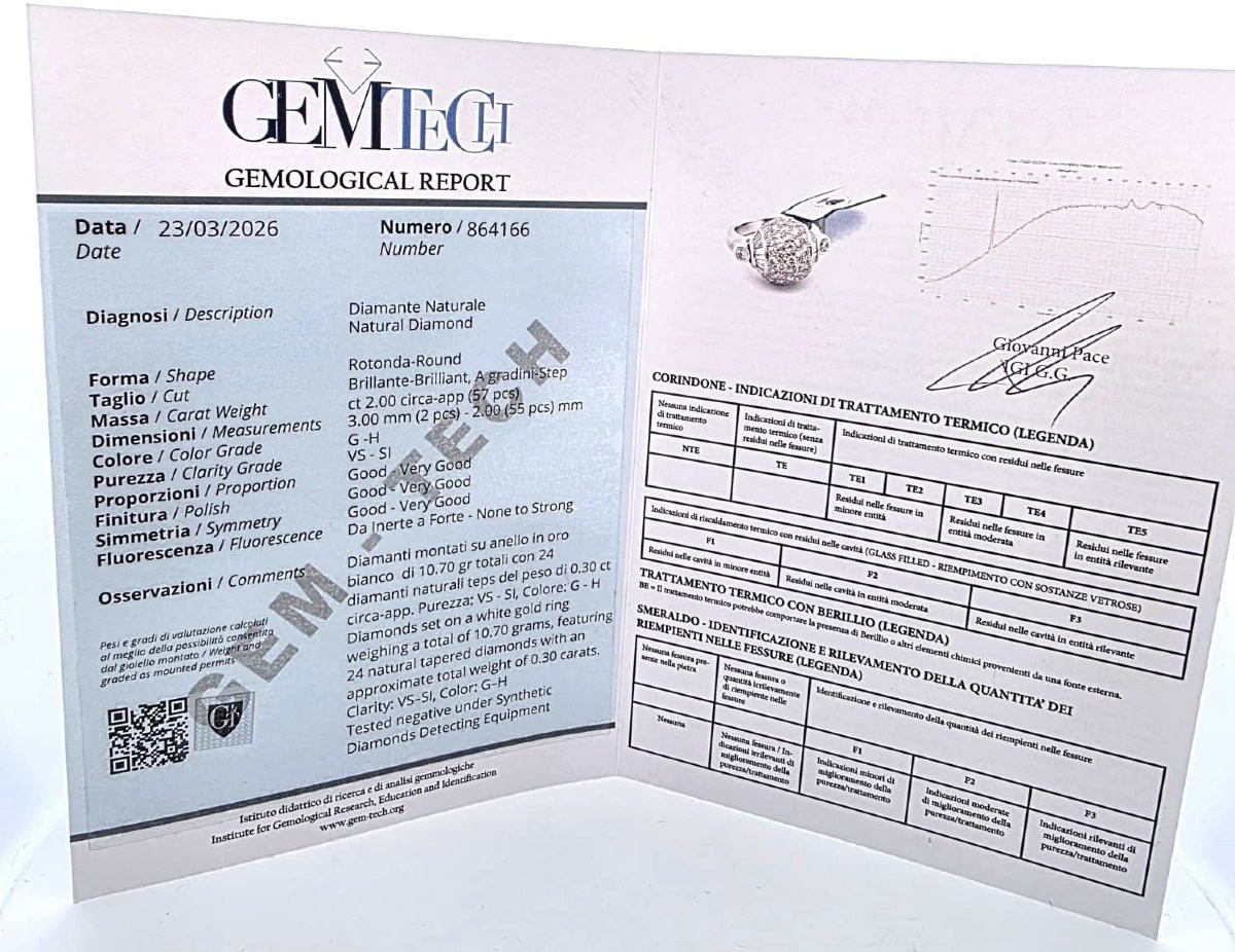 Anello in oro bianco 18kt massiccio con diamanti-photo-1