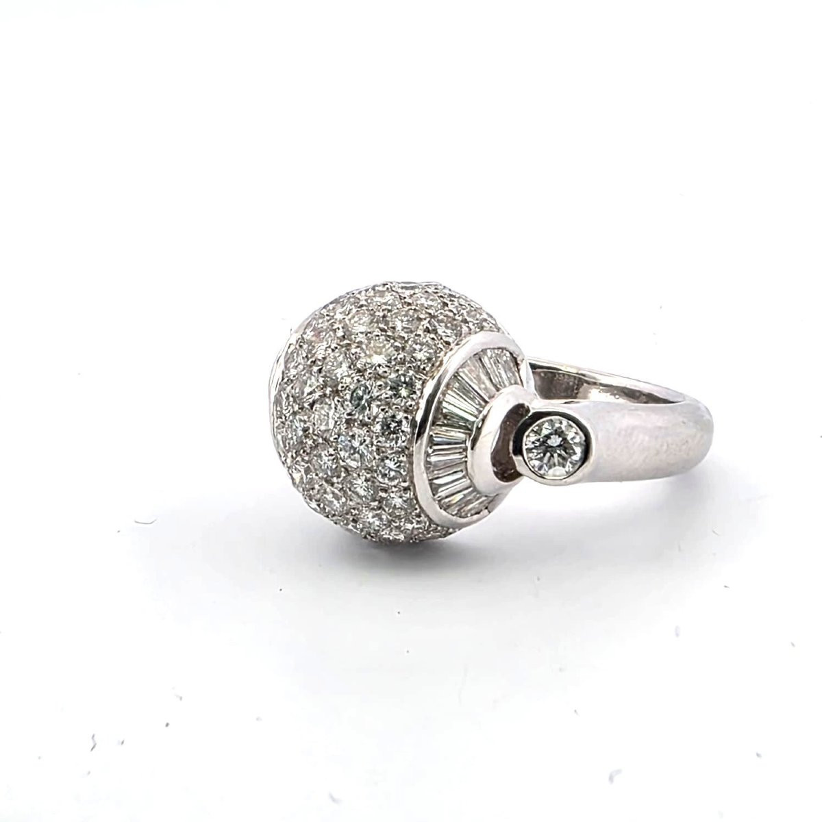 Anello in oro bianco 18kt massiccio con diamanti-photo-5