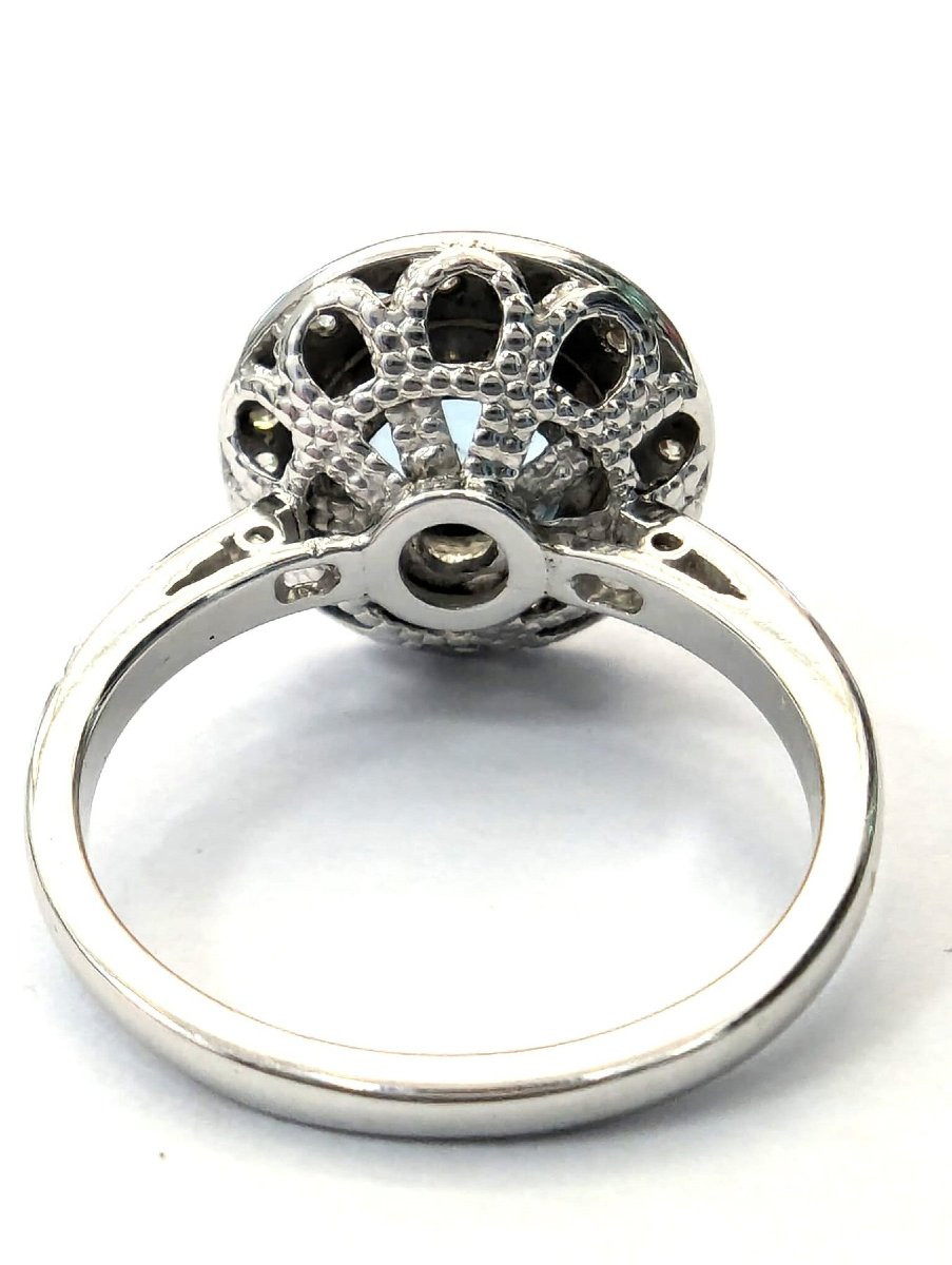 Anello in oro bianco 18 Kt con acquamarina centrale e diamanti-photo-1