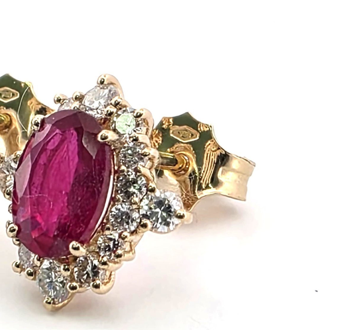 Orecchini in oro giallo 18kt con Rubini e Diamanti-photo-2