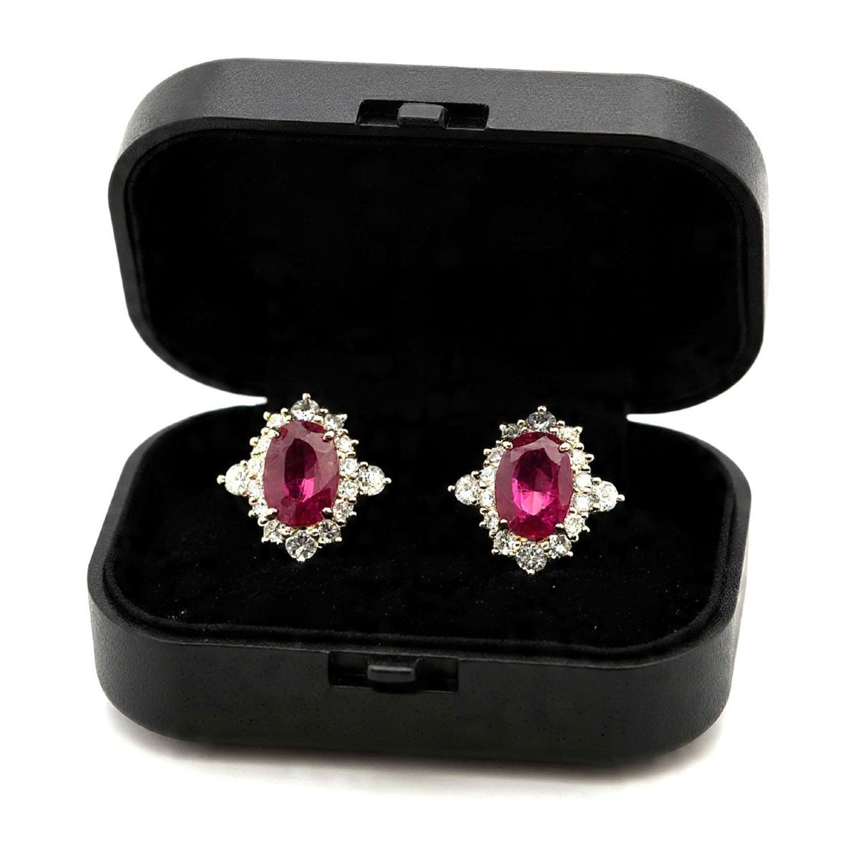 Orecchini in oro giallo 18kt con Rubini e Diamanti