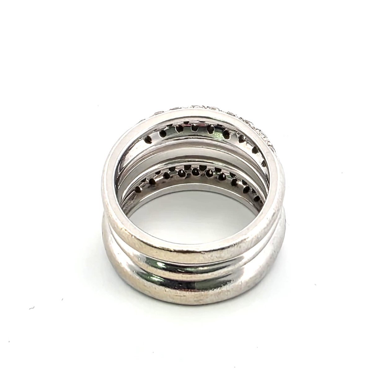 Anello superbo in oro bianco 18kt massiccio con diamanti-photo-1