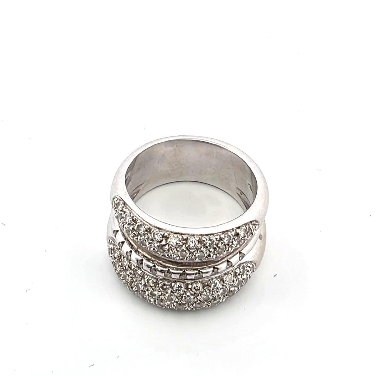 Anello superbo in oro bianco 18kt massiccio con diamanti-photo-2