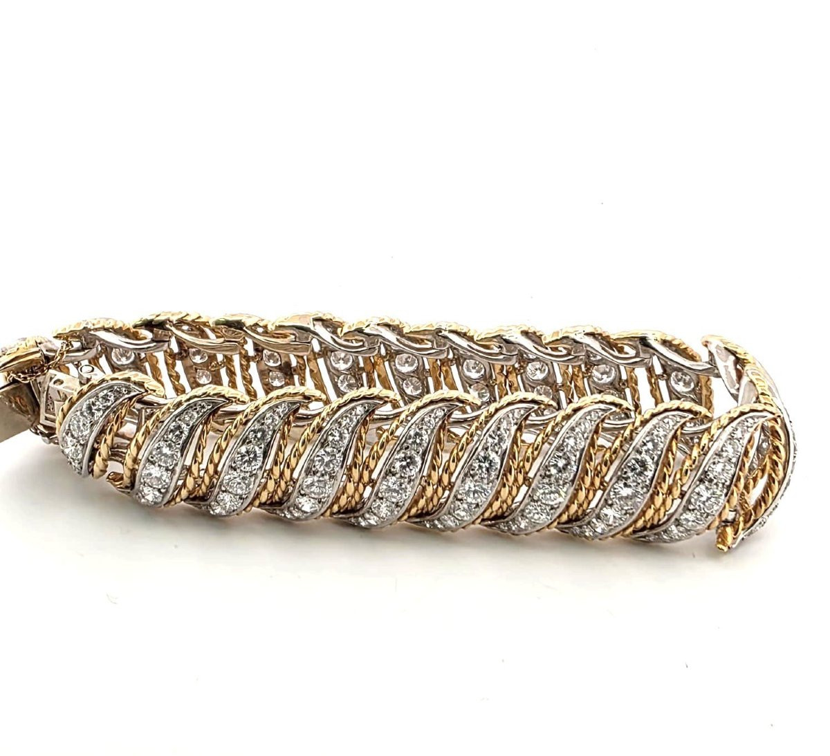 Bracciale anni 40' - 50' in platino e oro con diamanti-photo-3