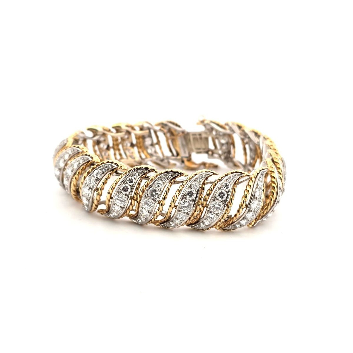 Bracciale anni 40' - 50' in platino e oro con diamanti-photo-6