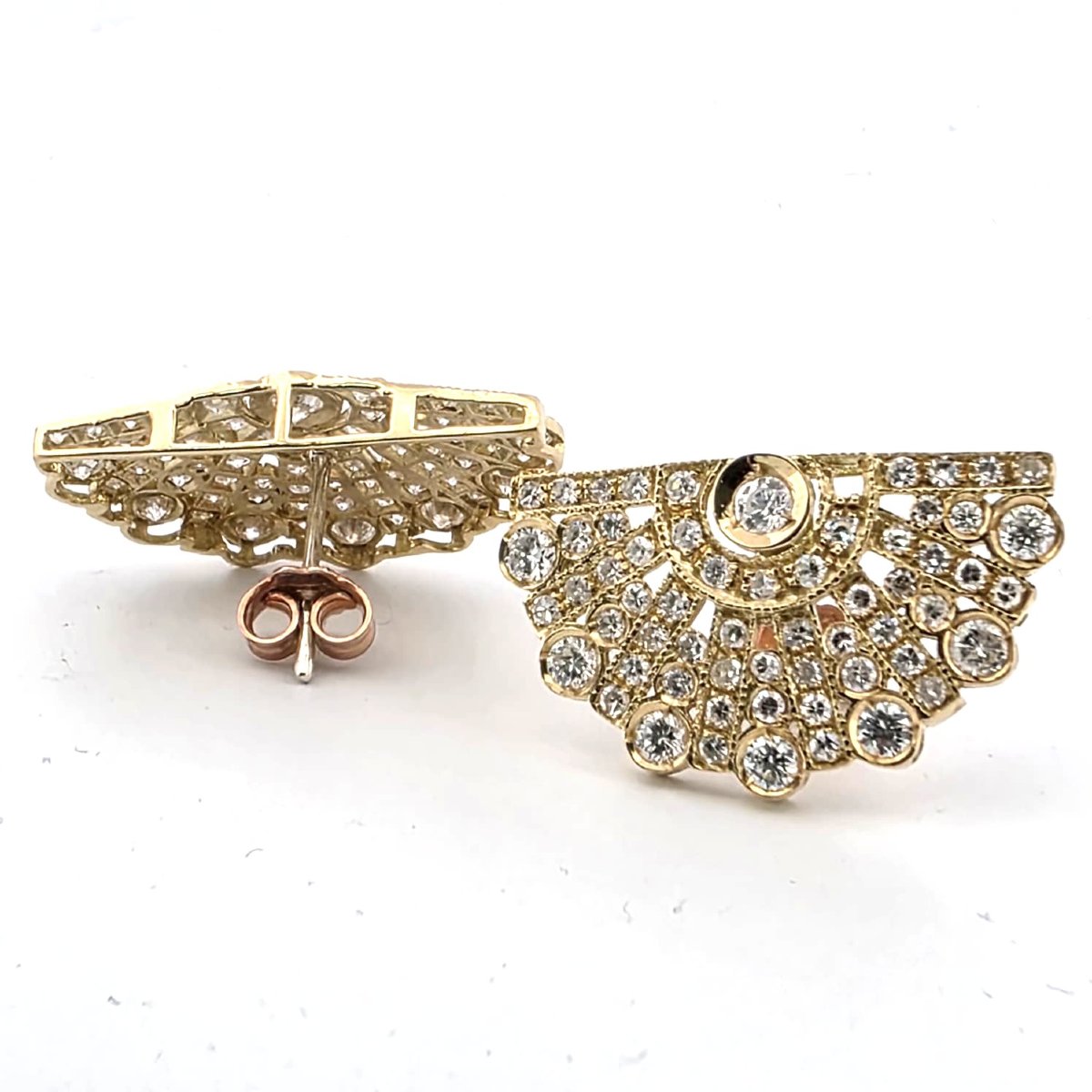 Orecchini anni 40' in oro giallo 18kt con diamanti Peso Gr 6,00 Diamanti Ct 2.50 circa approx G-photo-3