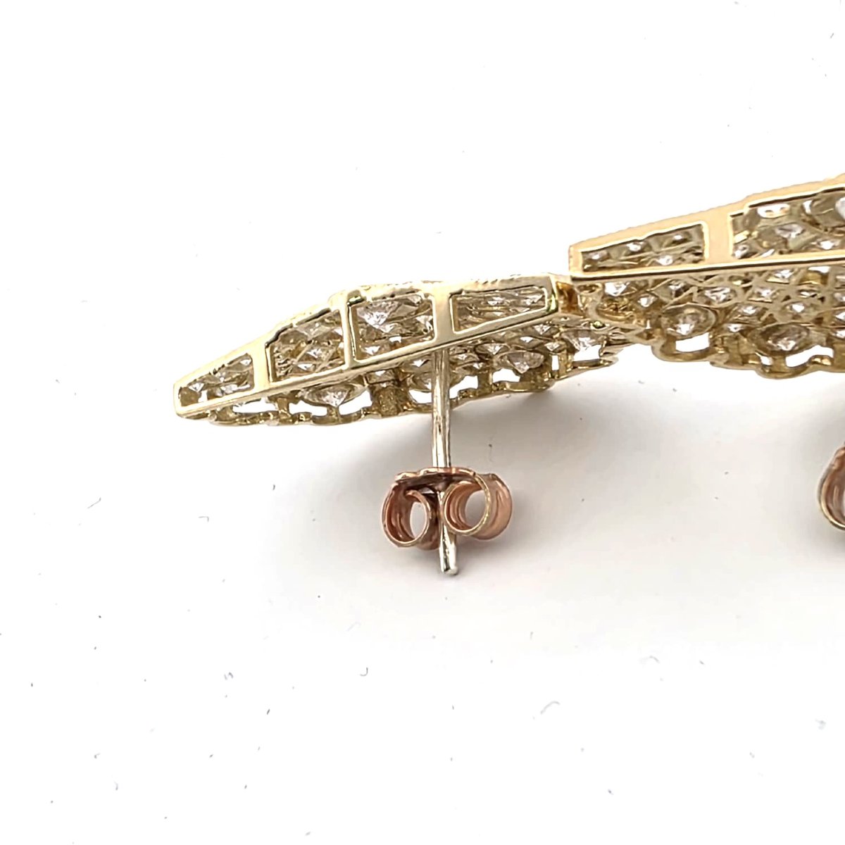 Orecchini anni 40' in oro giallo 18kt con diamanti Peso Gr 6,00 Diamanti Ct 2.50 circa approx G-photo-1