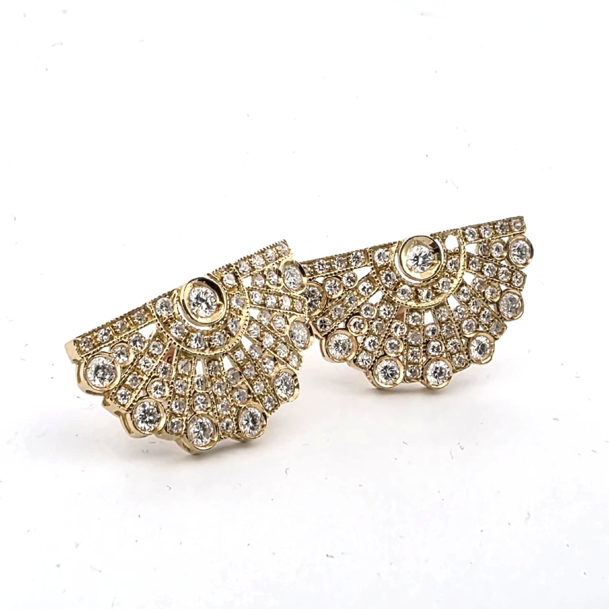 Orecchini anni 40' in oro giallo 18kt con diamanti Peso Gr 6,00 Diamanti Ct 2.50 circa approx G-photo-4