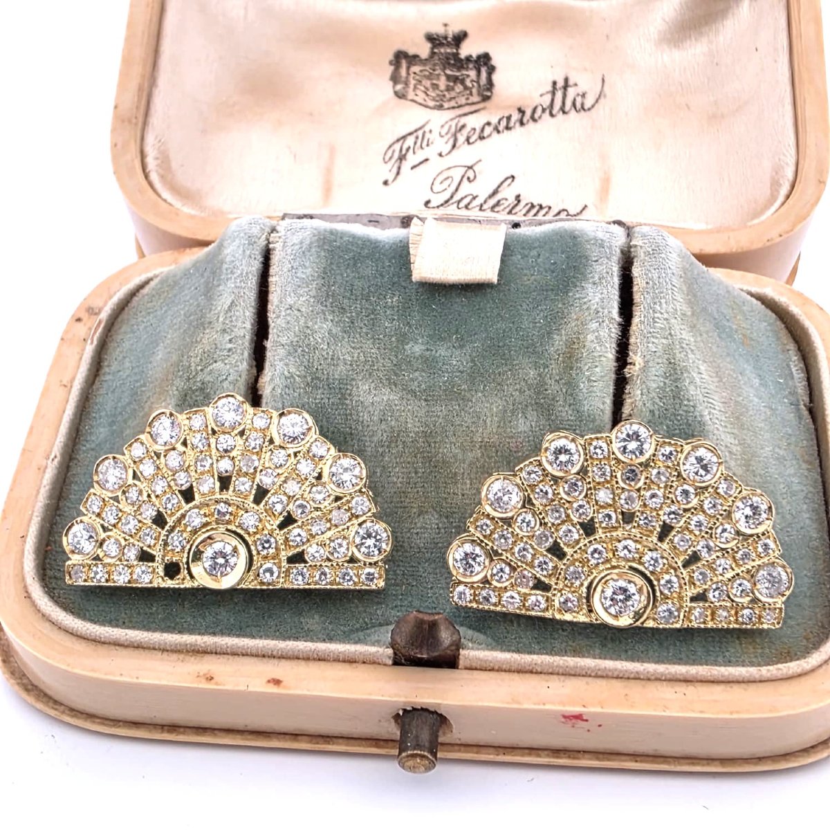 Orecchini anni 40' in oro giallo 18kt con diamanti Peso Gr 6,00 Diamanti Ct 2.50 circa approx G-photo-5