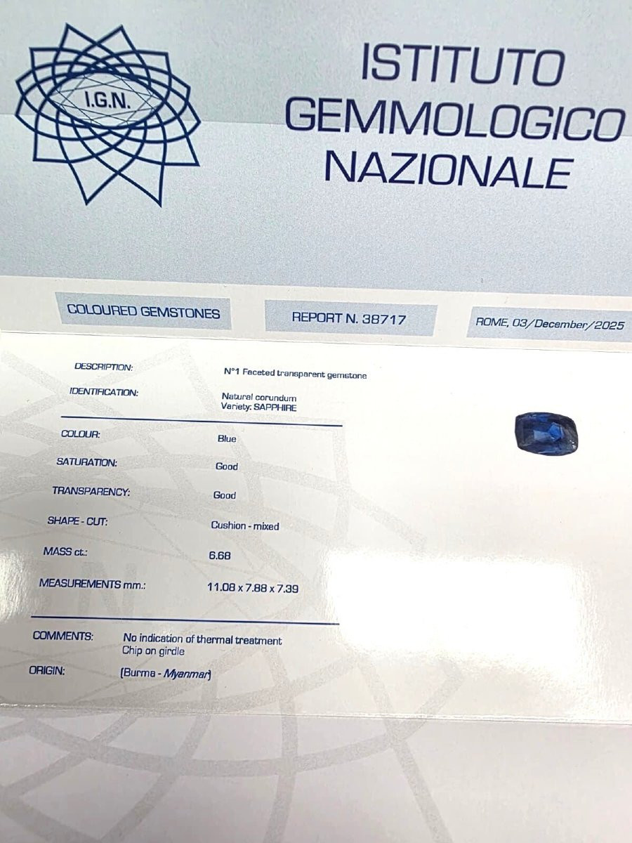 Anello in oro bianco 18 kt con zaffiro naturale burma e diamanti-photo-2