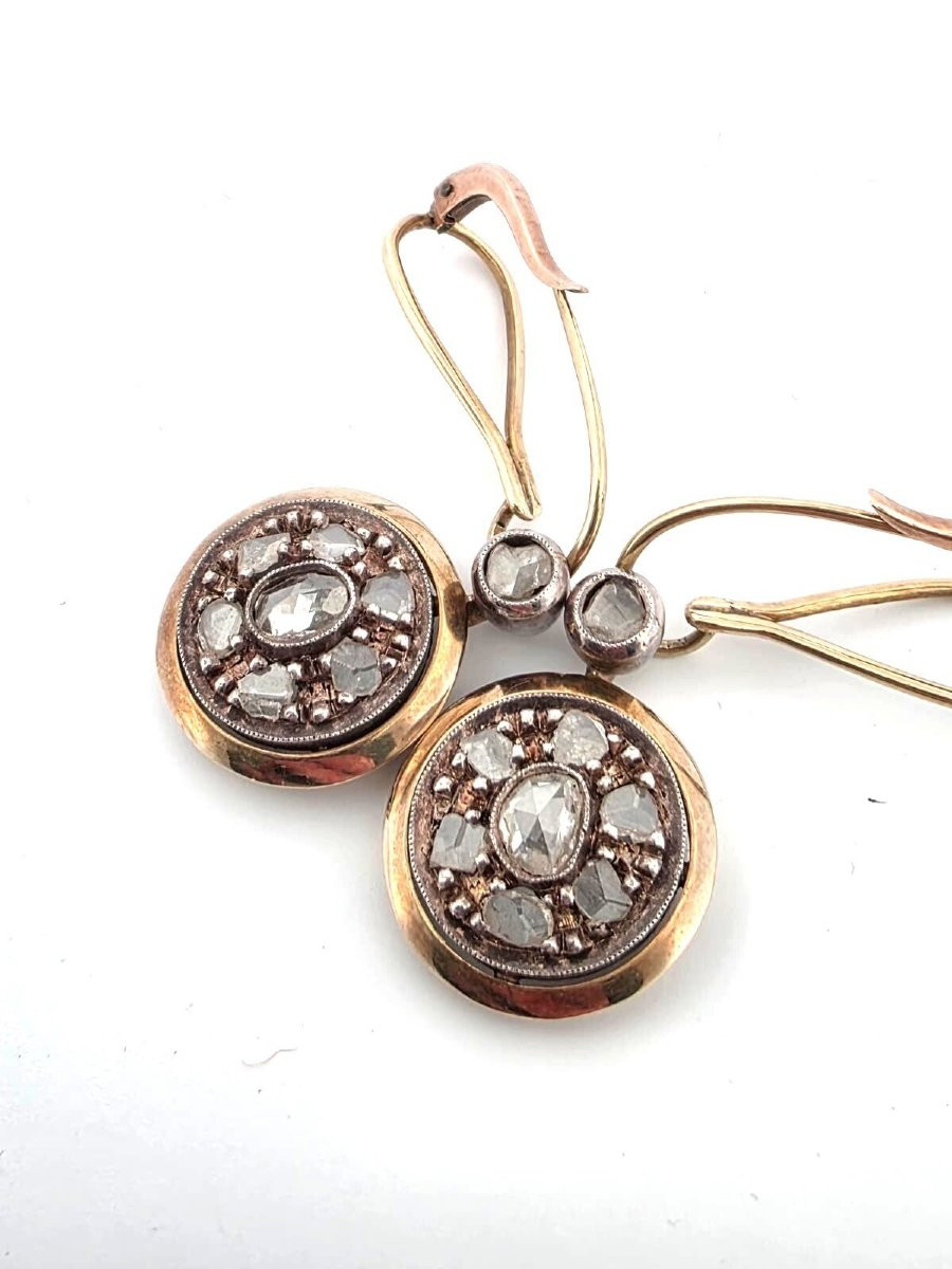 Orecchini in oro basso argento e diamanti rosa coronè-photo-5