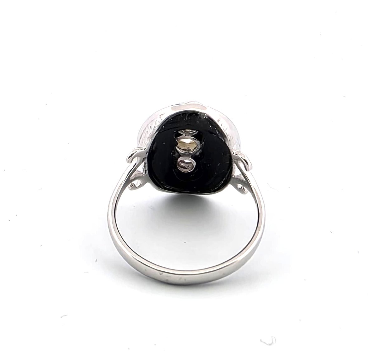 Anello in oro bianco 18kt con tre diamanti old mine-photo-2