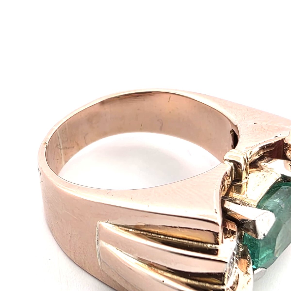 Anello anni 90' in oro giallo 18kt con smeraldo diamanti e rubini-photo-3