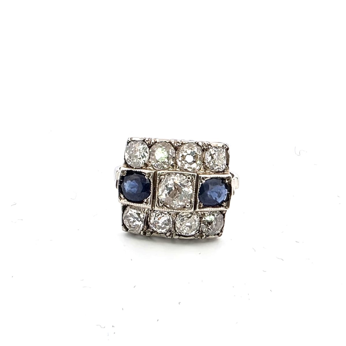 Anello in oro bianco 18kt con zaffiri e diamanti-photo-3