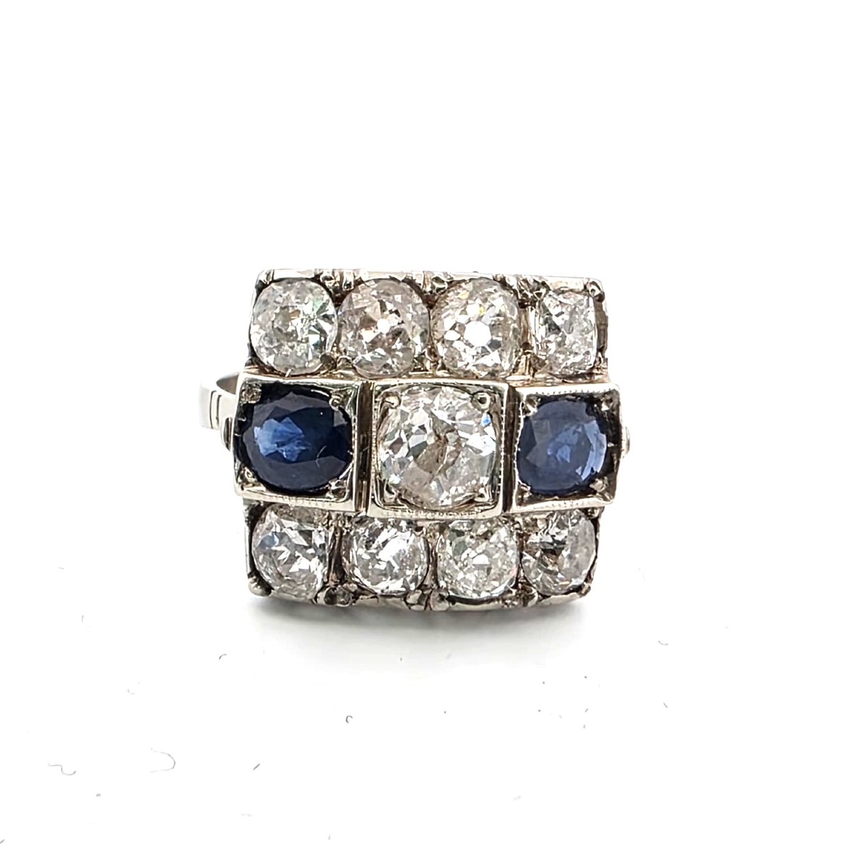 Anello in oro bianco 18kt con zaffiri e diamanti-photo-5