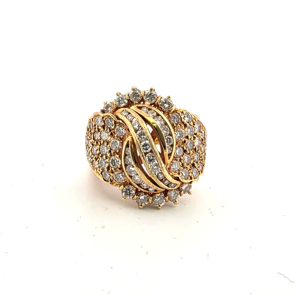 Anello in oro giallo 18kt con pavè di diamanti-photo-8