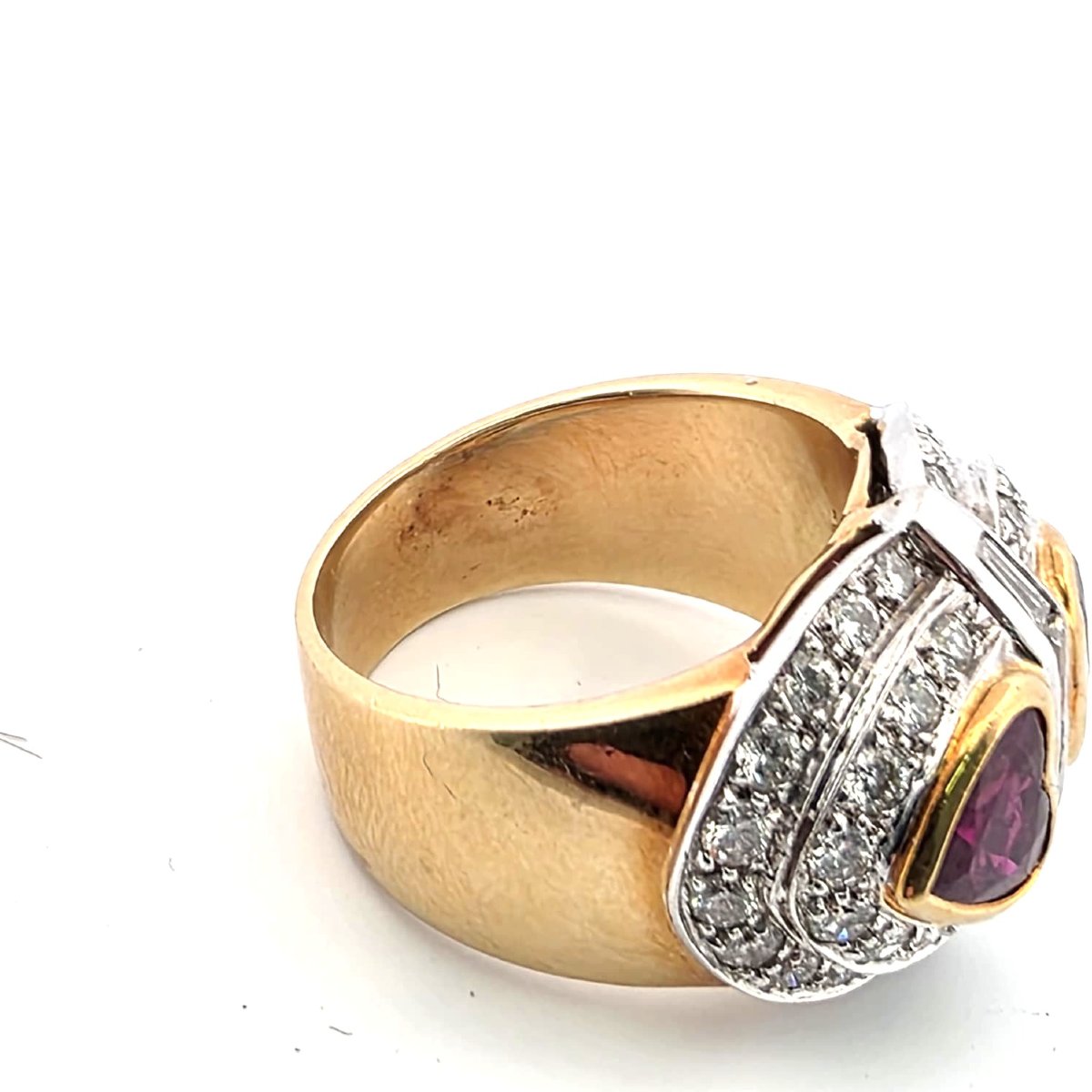 Anello anni 70' in oro giallo 18kt con rubini e diamanti-photo-2