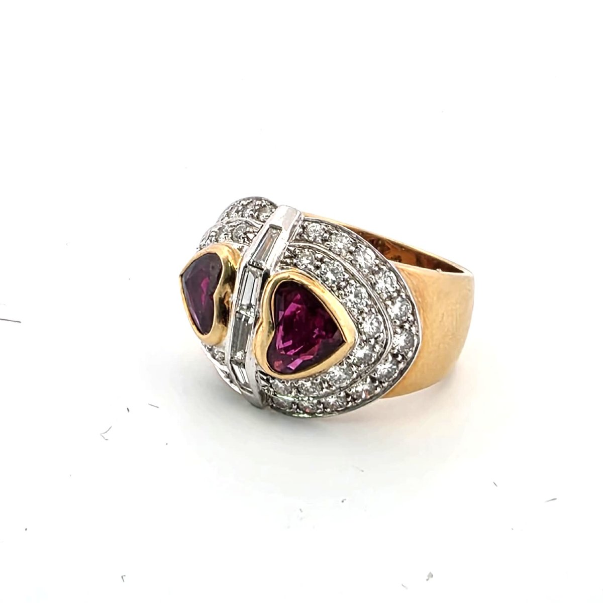 Anello anni 70' in oro giallo 18kt con rubini e diamanti-photo-7