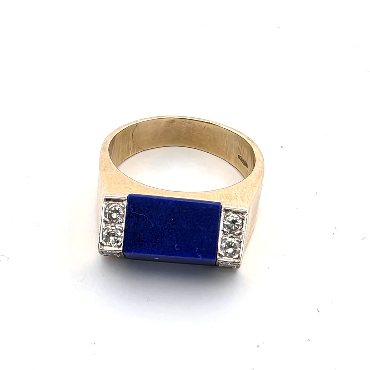 Anello in oro giallo 18kt con lapis e diamanti-photo-2
