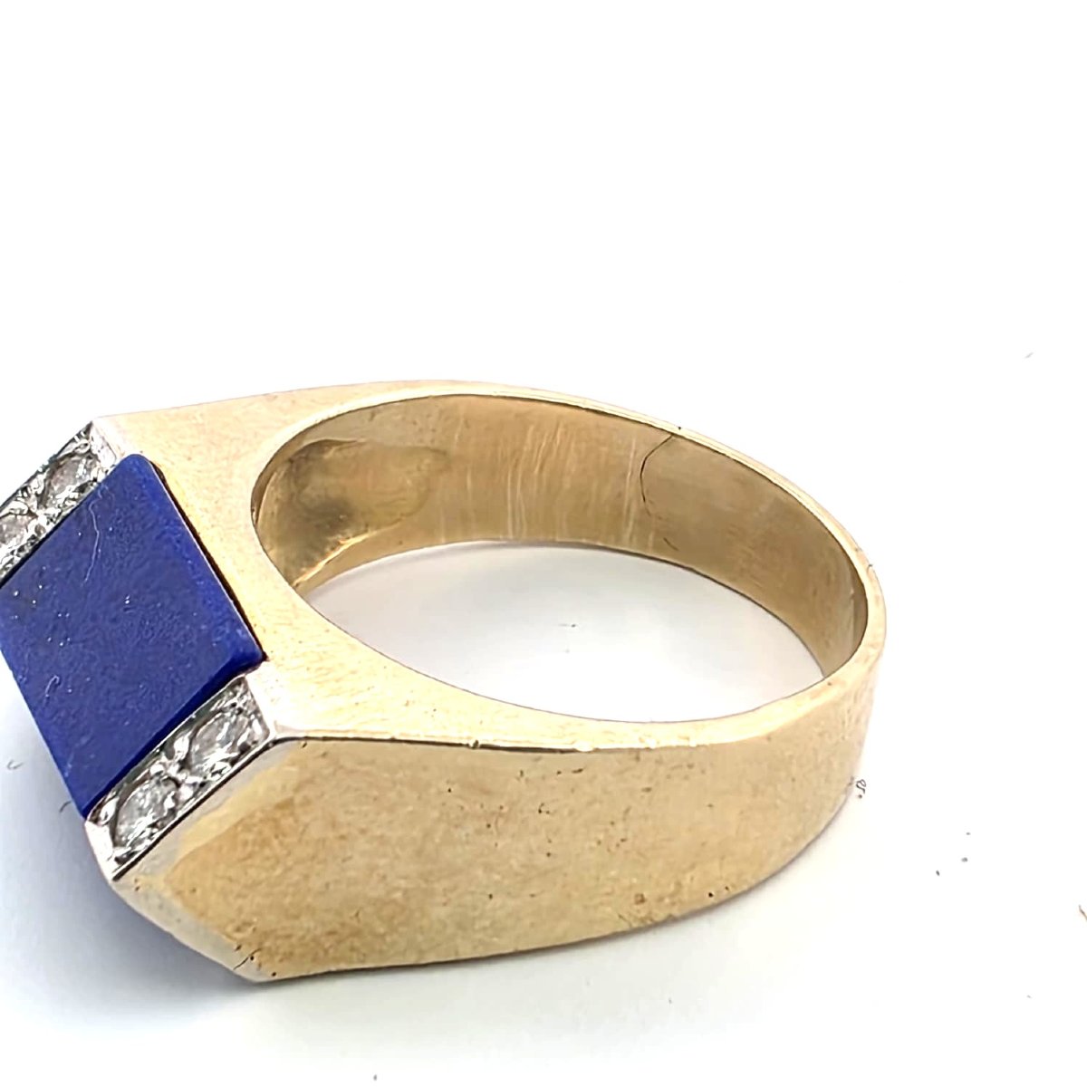 Anello in oro giallo 18kt con lapis e diamanti-photo-2