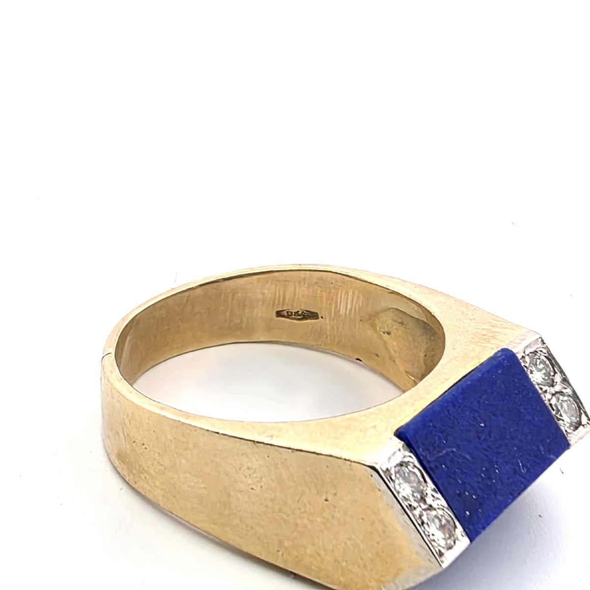 Anello in oro giallo 18kt con lapis e diamanti-photo-3