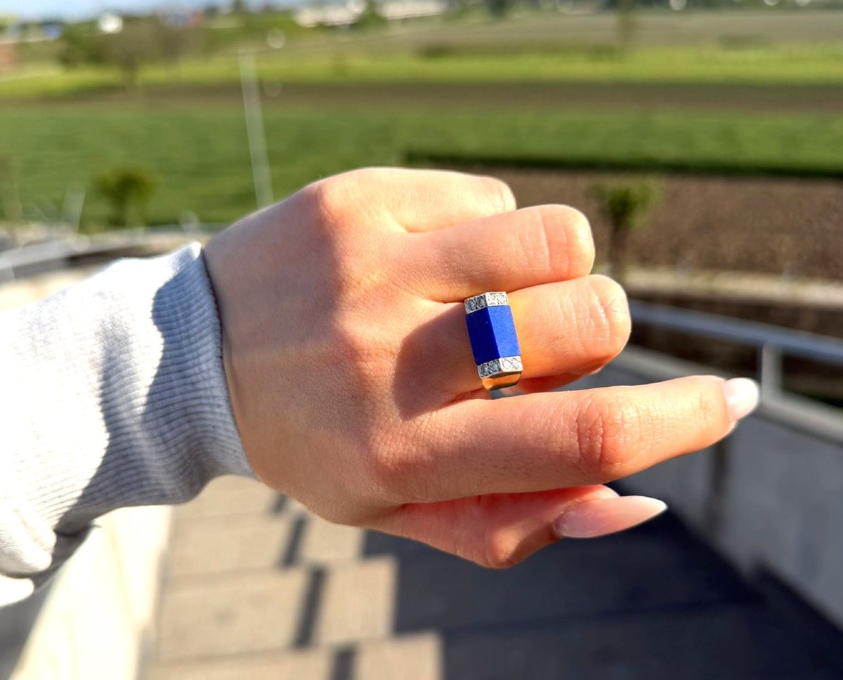 Anello in oro giallo 18kt con lapis e diamanti-photo-7