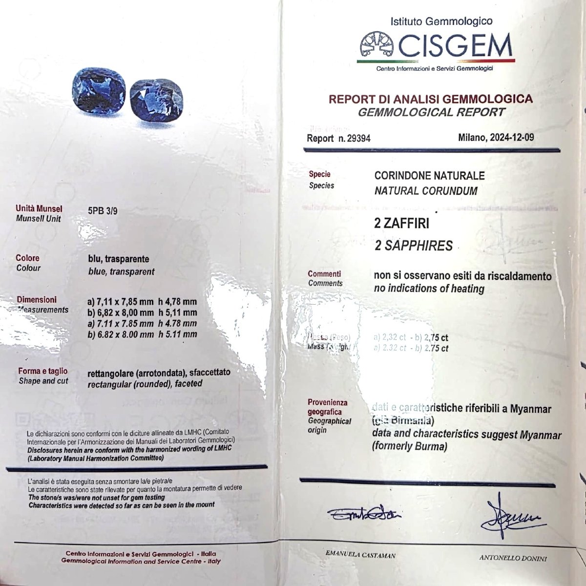 Orecchini in oro bianco 18kt con importanti zaffiri burma e diamanti old mine-photo-2