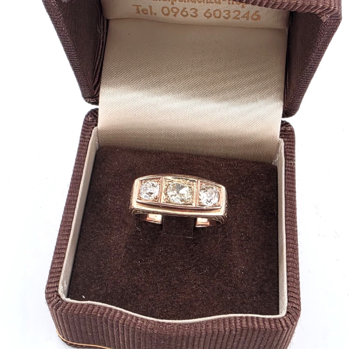 Anello in oro rosa 14kt con diamanti