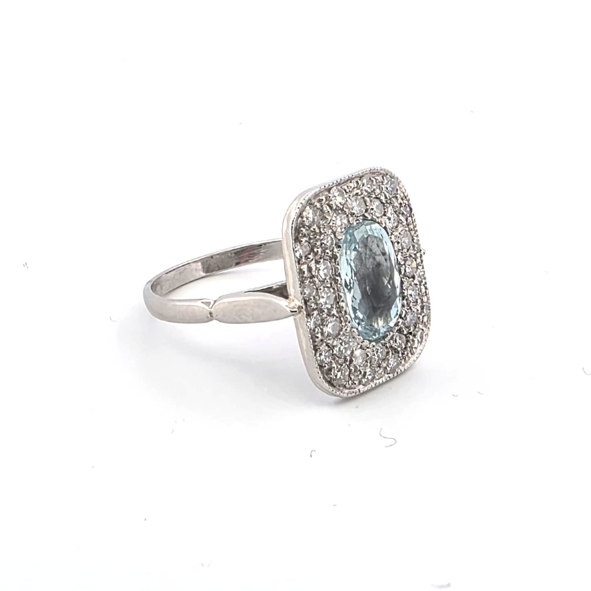 Anello in oro bianco 18kt con acquamarina e diamanti-photo-2