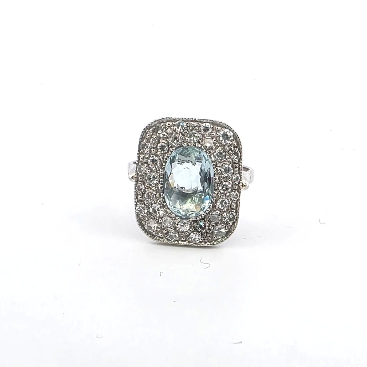 Anello in oro bianco 18kt con acquamarina e diamanti-photo-3