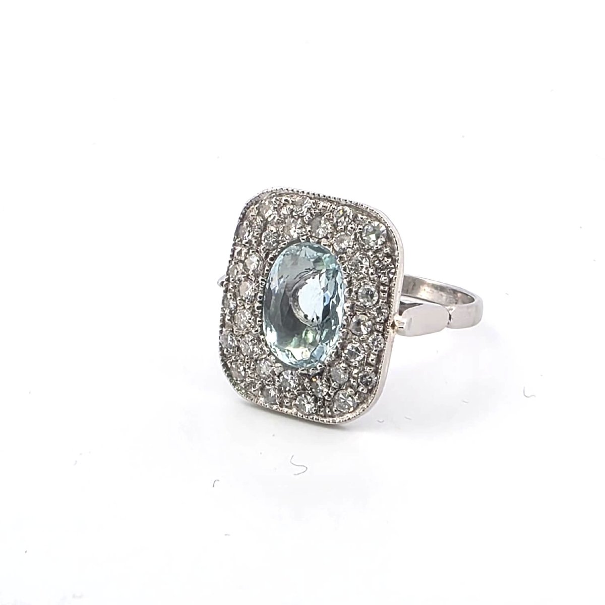 Anello in oro bianco 18kt con acquamarina e diamanti-photo-6