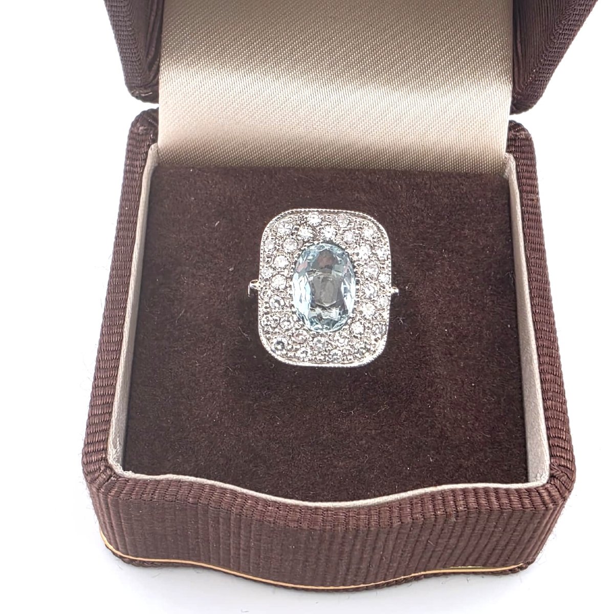 Anello in oro bianco 18kt con acquamarina e diamanti-photo-7