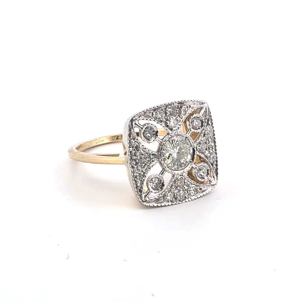 Anello in oro bianco e giallo 18kt con diamanti-photo-3