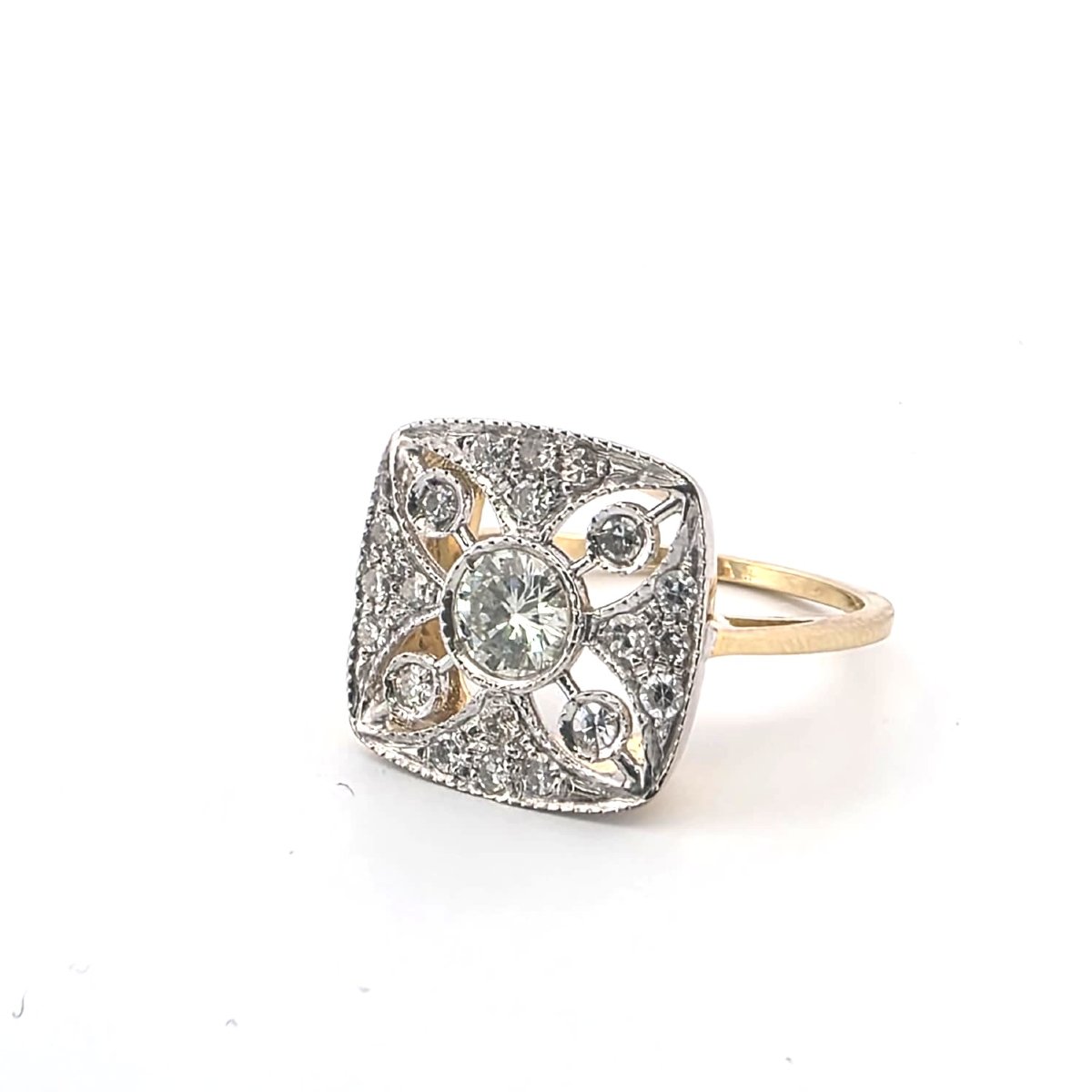 Anello in oro bianco e giallo 18kt con diamanti-photo-4